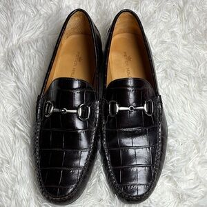 Peter Millar Dark Brown Crocodile Pattern Loafers